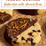 Pinterest image for almond flour orange cranberry icebox cookies.