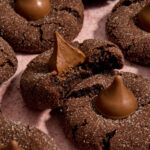 Angled view of cookies close together with a bite taken from one and resting on top of another.