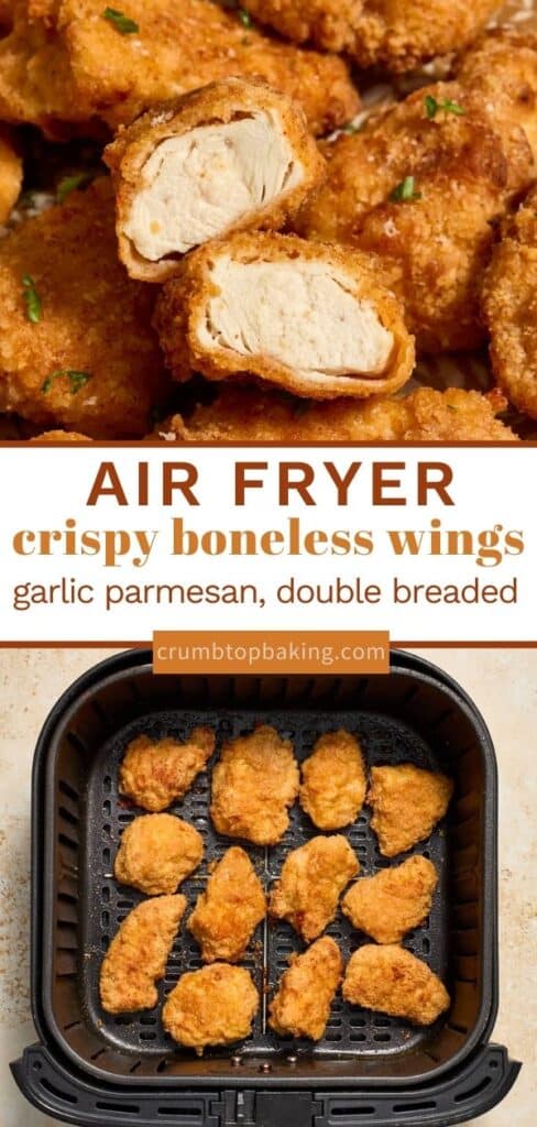 Long pin for air fryer crispy boneless chicken wings.