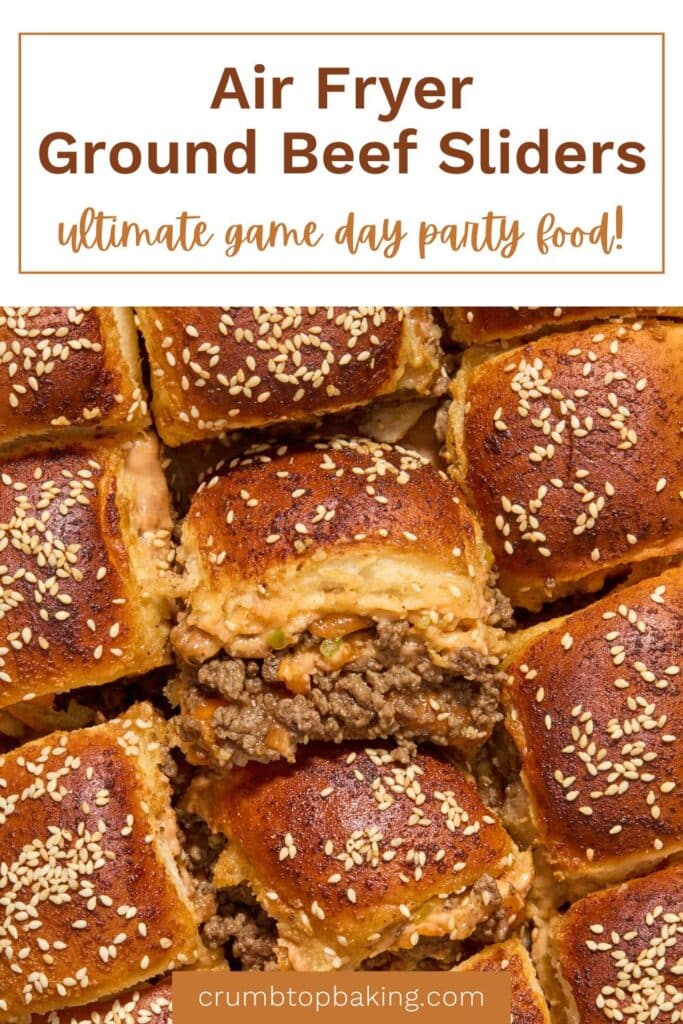 Pinterest image for air fryer ground beef sliders.