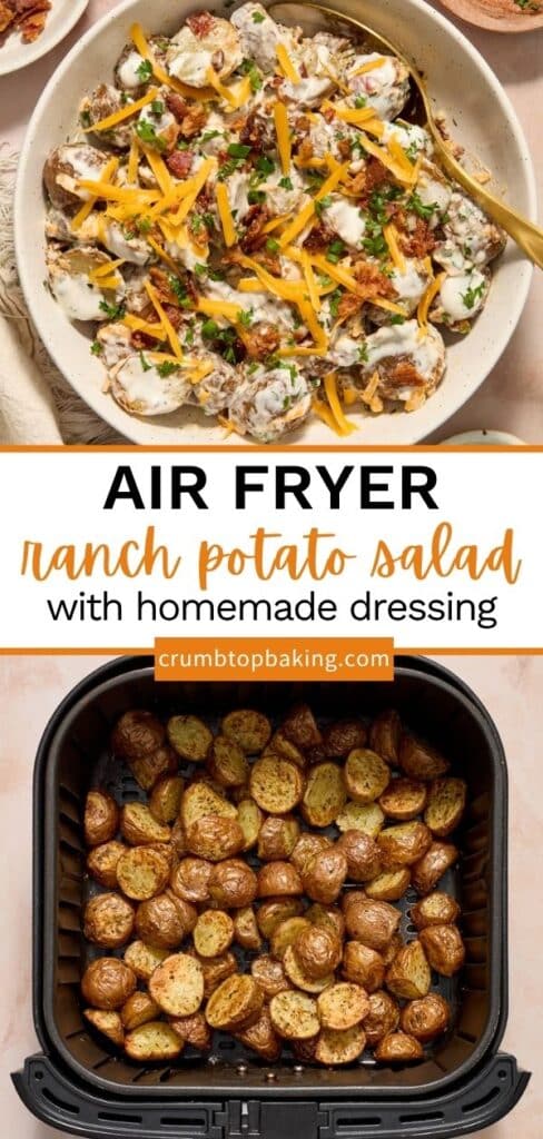 Pin image for air fryer ranch potato salad.
