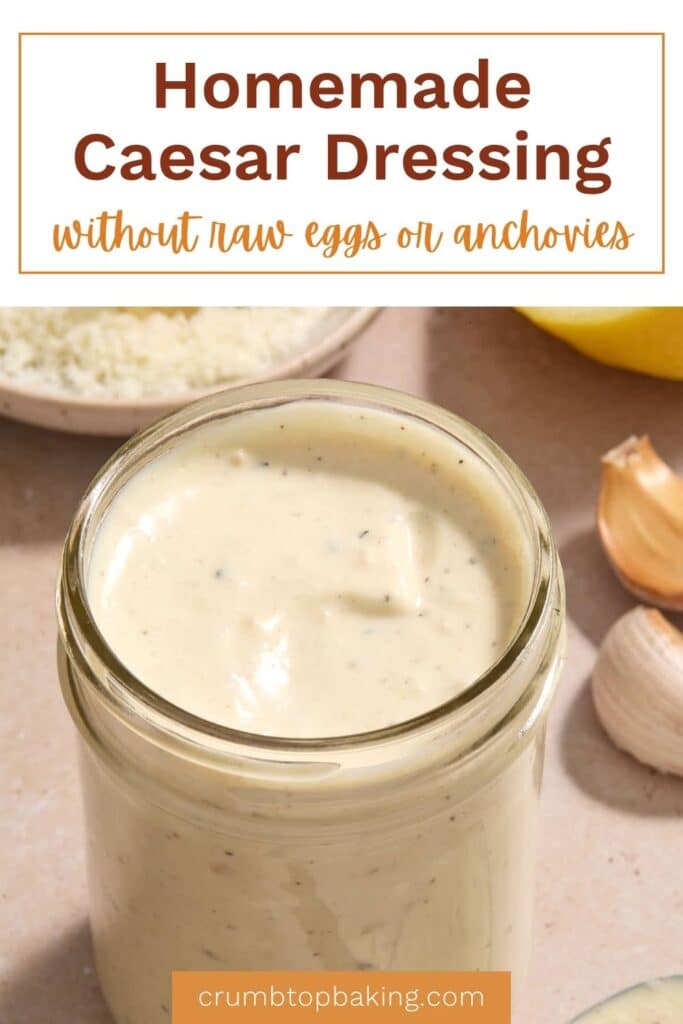 Pinterest image for caesar salad dressing - short pin with 1 image.