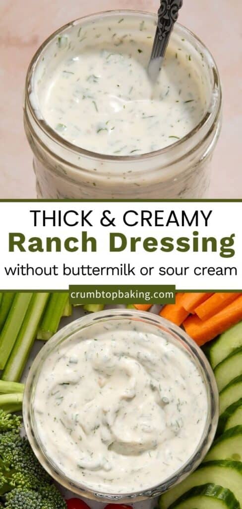 Pinterest image for ranch dressing without buttermilk or sour cream.