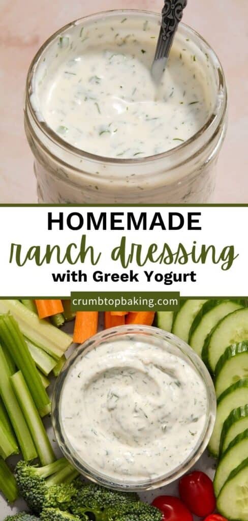 Pinterest image for homemade ranch dressing with Greek yogurt.