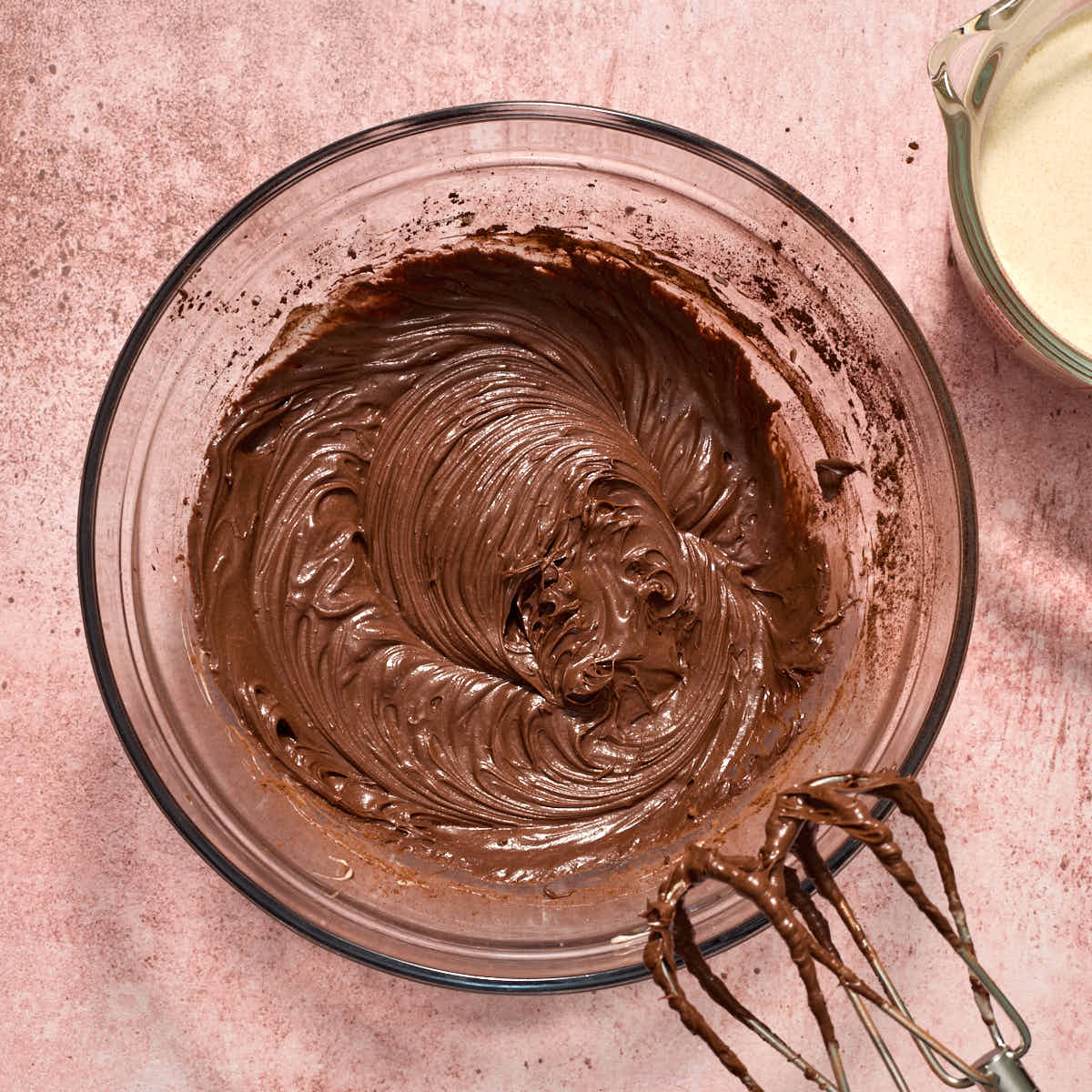 Cocoa beaten into the cream cheese mixture with whipping cream on the side.