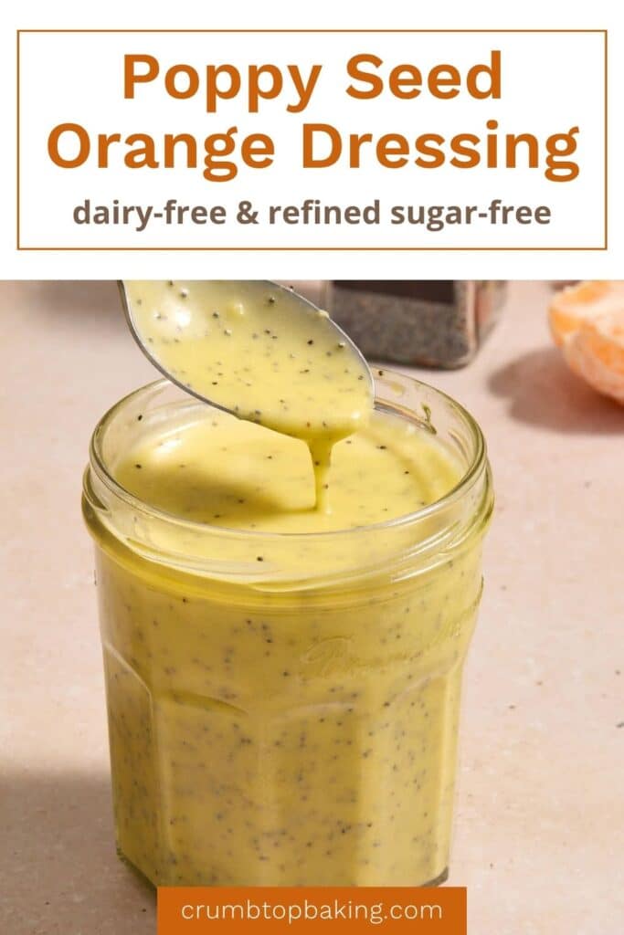 Pinterest image for orange poppy seed dressing - short pin with 1 image.