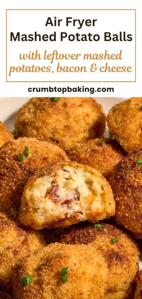 Pinterest image for air fryer mashed potato balls.