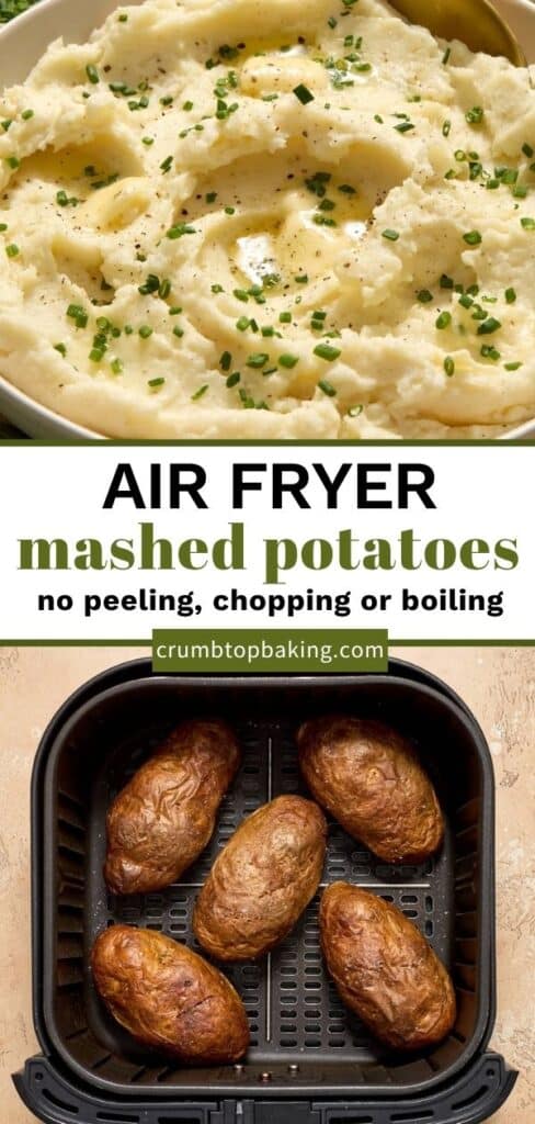 Air fryer mashed potatoes Pinterest image.