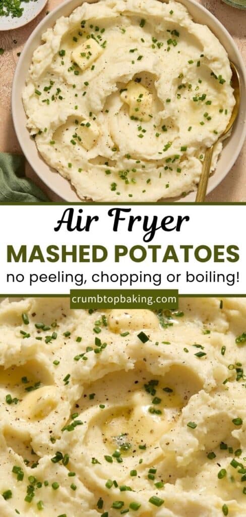 Pinterest image for air fryer mashed potatoes.