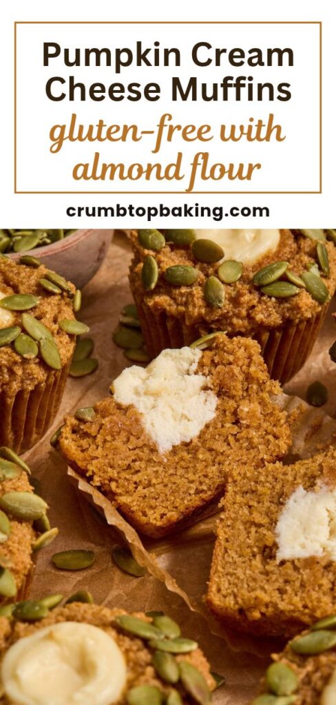 Pinterest image for pumpkin cream cheese muffins.