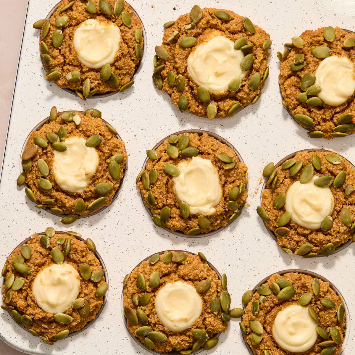Baked muffins in the muffin pan.